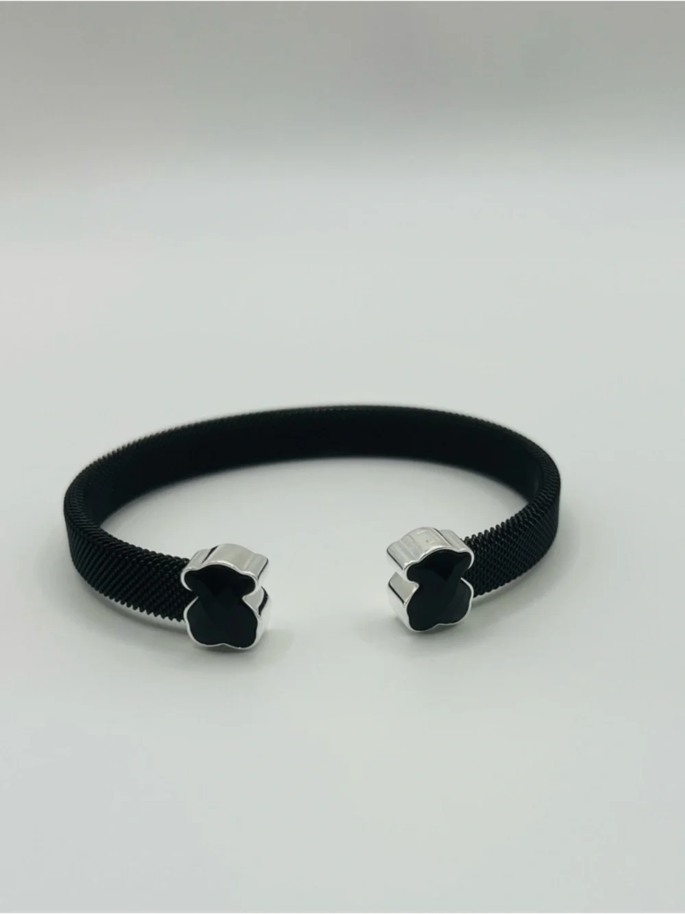 Tous Black IP Steel Mesh Color Cuff Bracelet With